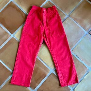Big Bud Press Work Pants in Mustang Red, size XS.